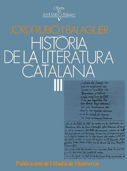 HISTORIA DE LA LITERATURA CATALANA III. | 9788472028296 | RUBIO I BALAGUER,JORDI