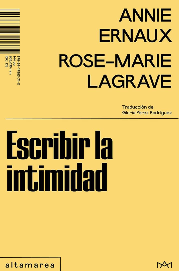 ESCRIBIR LA INTIMIDAD | 9788419583710 | ERNAUX, ANNIE / LAGRAVE, ROSE-MARIE