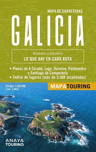 MAPA DE CARRETERAS GALICIA (DESPLEGABLE), ESCALA 1:340.000 | 9788491588603 | ANAYA TOURING